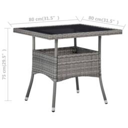 Berkfield Home Outdoor Dining Table Grey Poly Rattan & Glass - thumbnail 5