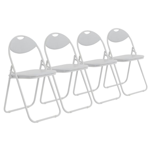 Harbour Housewares Padded Folding Chairs Pack of 4 in White - image 1