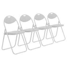 Harbour Housewares Padded Folding Chairs Pack of 4 in White - thumbnail 1