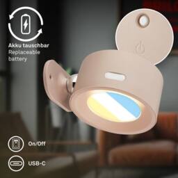 BRILONER LED Wall Light CCT Rechargeable Reading Lamp Magnet Spotlight Beige - thumbnail 8