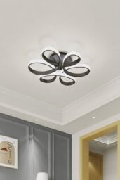 74W Elegant LED Semi-Flush Ceiling Light in Black - thumbnail 1