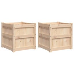 Berkfield Home Garden Planters 2 pcs Solid Wood Pine in Brown - thumbnail 2