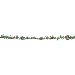 Samuel Alexander 1.90m Festive Garland with Green Seasonal Leaves & Red Berries