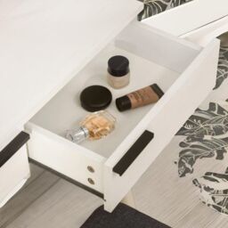 Pirlo Plush Dressing Table With Mirror & Cushioned Stool in White - thumbnail 5