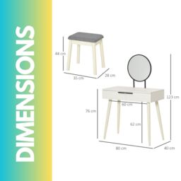 Pirlo Plush Dressing Table With Mirror & Cushioned Stool in White - thumbnail 6