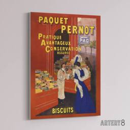 "Artery8 Biscuits Pernot Vintage Advert Canvas Wall Art Print Cappiello in Red - Size: W12"" x H16""" - thumbnail 2