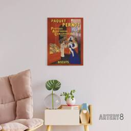 "Artery8 Biscuits Pernot Vintage Advert Canvas Wall Art Print Cappiello in Red - Size: W12"" x H16""" - thumbnail 3