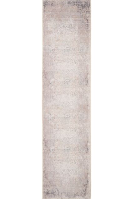 Kukoon Neutral Beige Distressed Hallway Runner Rug Non Slip & Washable in Mid Grey - Size: 60 cm x 240 cm - image 1