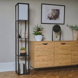 FLAVORA Standard Floor Lamp with Shelf Storage Wooden in Black - Size: 10 inches - thumbnail 5