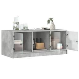 Berkfield Home Modern Coffee Table with Glass Doors Concrete Grey 102x50x42 cm - Size: 102 x 50 x 42 cm - thumbnail 5