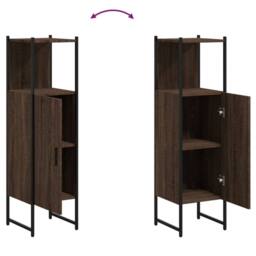 Berkfield Home Bathroom Cabinet Brown Oak 33x33x120.5 cm Engineered Wood - thumbnail 9