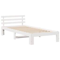 Berkfield Home Wood Bed Frame White Wood 100 x 200 cm Minimalistic Bed Frame - thumbnail 1