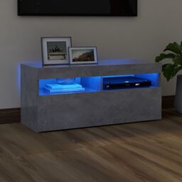 Berkfield Home TV Cabinet with LED Lights Concrete Grey 90x35x40 cm - Size: 90 x 35 x 40 cm - thumbnail 1