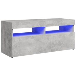 Berkfield Home TV Cabinet with LED Lights Concrete Grey 90x35x40 cm - Size: 90 x 35 x 40 cm - thumbnail 2