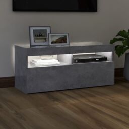 Berkfield Home TV Cabinet with LED Lights Concrete Grey 90x35x40 cm - Size: 90 x 35 x 40 cm - thumbnail 3