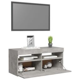 Berkfield Home TV Cabinet with LED Lights Concrete Grey 90x35x40 cm - Size: 90 x 35 x 40 cm - thumbnail 6