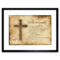 Artery8 Ten 10 Commandments Christianity Religion Cross Religious Quote Christian Typography Artwork Framed Wall Art Print 12X16 Inch in Black - thumbnail 1