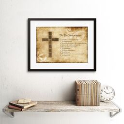 Artery8 Ten 10 Commandments Christianity Religion Cross Religious Quote Christian Typography Artwork Framed Wall Art Print 12X16 Inch in Black - thumbnail 2