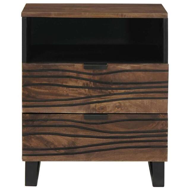 Berkfield Home Modern Bedside Cabinet - 50 x 33 x 60 cm - Made from Solid & Wood in Brown - image 1