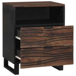 Berkfield Home Modern Bedside Cabinet - 50 x 33 x 60 cm - Made from Solid & Wood in Brown - thumbnail 3