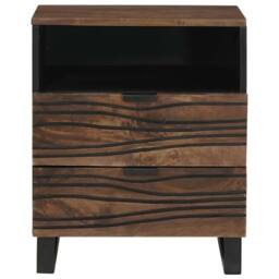 Berkfield Home Modern Bedside Cabinet - 50 x 33 x 60 cm - Made from Solid & Wood in Brown - thumbnail 1
