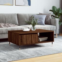 Berkfield Home Coffee Table Brown Oak 90x60x35 cm Engineered Wood - Size: 90 x 60 x 35 cm - thumbnail 1