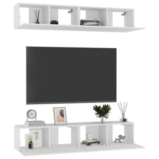 Berkfield Home TV Cabinets 4 pcs White 80x30x30 cm Engineered Wood - Size: 80 x 30 x 30 cm - image 1