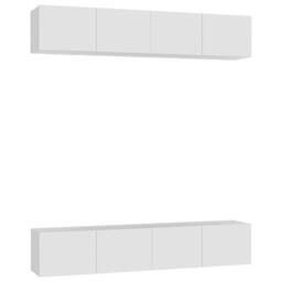 Berkfield Home TV Cabinets 4 pcs White 80x30x30 cm Engineered Wood - Size: 80 x 30 x 30 cm - thumbnail 3
