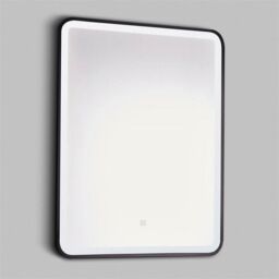 Clifton 80cm Rectangle LED Matt Black Wall Mirror with Demister Pad in Natural