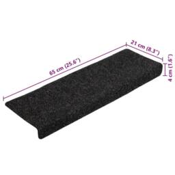 Berkfield Home Stair Mats 10 pcs Black 65x21x4 cm Needle Punch - Size: Medium - thumbnail 8