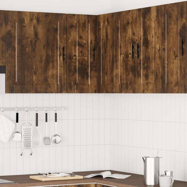 "Berkfield Home Kitchen Wall Corner Cabinet ""Porto"" Smoked Oak Engineered Wood in Brown" - image 1