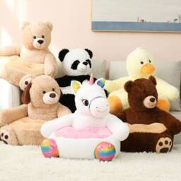 Lishetimig Kids Plush Animals Sitting Support Sofa in Khaki - thumbnail 3