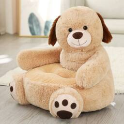 Lishetimig Kids Plush Animals Sitting Support Sofa in Khaki
