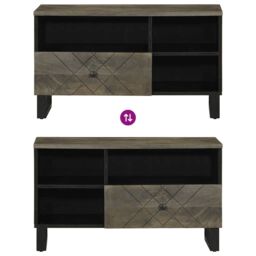 Berkfield Home TV Cabinet Black 80x33x46 cm Solid Wood Mango - Size: 80 x 33 x 46 cm - thumbnail 6