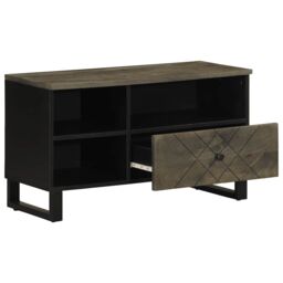 Berkfield Home TV Cabinet Black 80x33x46 cm Solid Wood Mango - Size: 80 x 33 x 46 cm - thumbnail 2