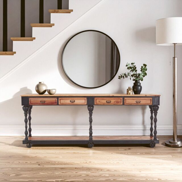 Orsina Ample Storage 4 Drawer Console Table, Functional Design Sofa Table For Livingroom, Durable Console Table in Black - image 1