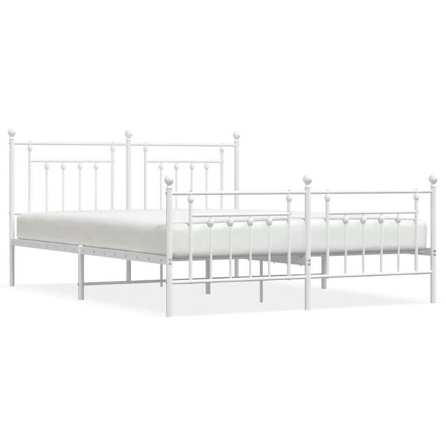Berkfield Home Metal Bed Frame with Headboard & Footboard White 183x213 cm - image 1