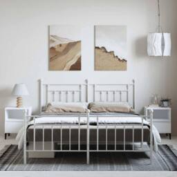 Berkfield Home Metal Bed Frame with Headboard & Footboard White 183x213 cm - thumbnail 4