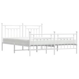 Berkfield Home Metal Bed Frame with Headboard & Footboard White 183x213 cm - thumbnail 5