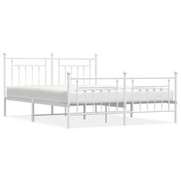 Berkfield Home Metal Bed Frame with Headboard & Footboard White 183x213 cm - thumbnail 1