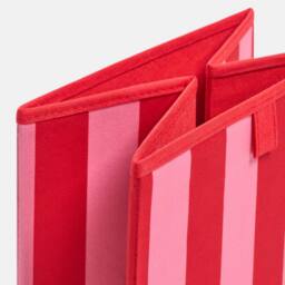 OHS 2 x Stripe Print Cube Storage Boxes Folding Shoe Organiser in Pink - thumbnail 5