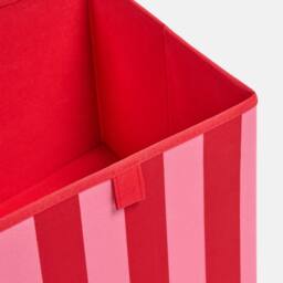 OHS 2 x Stripe Print Cube Storage Boxes Folding Shoe Organiser in Pink - thumbnail 4