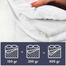 The White Stone 4 Season Duvets with Clips, 150 gsm & 250 gsm Duvets - 210 x 260 cm in White - Size: Single - thumbnail 5