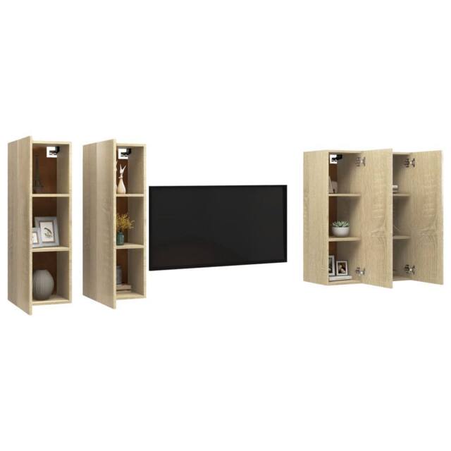 Berkfield Home TV Cabinets 4 pcs Sonoma Oak 30.5x30x90 cm Engineered Wood in Light Oak - image 1