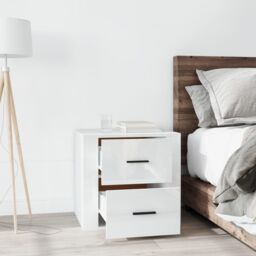 Berkfield Home Bedside Cabinet High Gloss White 50x39x47 cm - Size: 50 x 39 x 47 cm - thumbnail 3