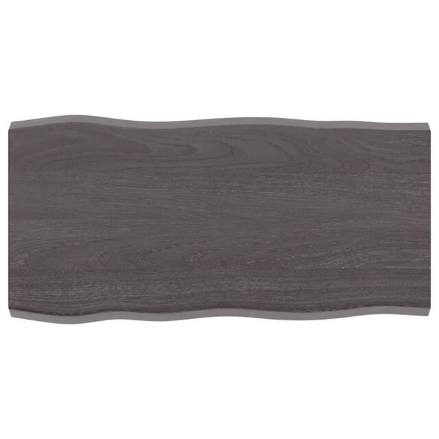 Berkfield Home Table Top Dark Grey 80x40x(2-4) cm Treated Solid Wood Live Edge in Brown - image 1