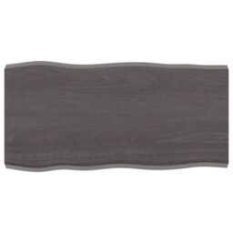 Berkfield Home Table Top Dark Grey 80x40x(2-4) cm Treated Solid Wood Live Edge in Brown