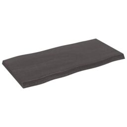 Berkfield Home Table Top Dark Grey 80x40x(2-4) cm Treated Solid Wood Live Edge in Brown - thumbnail 2