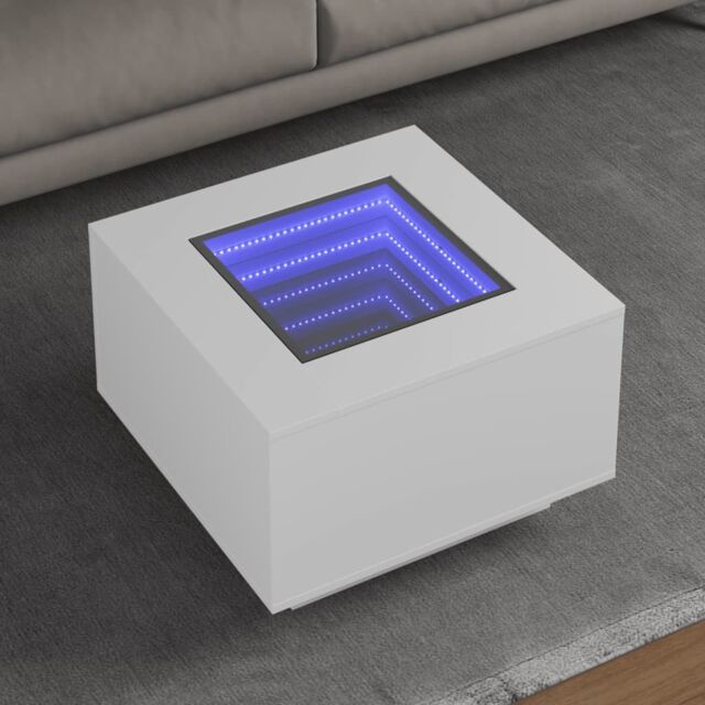 Berkfield Home Coffee Table with LED White 60x60x40 cm Engineered Wood - Size: 60 x 60 x 40 cm - image 1