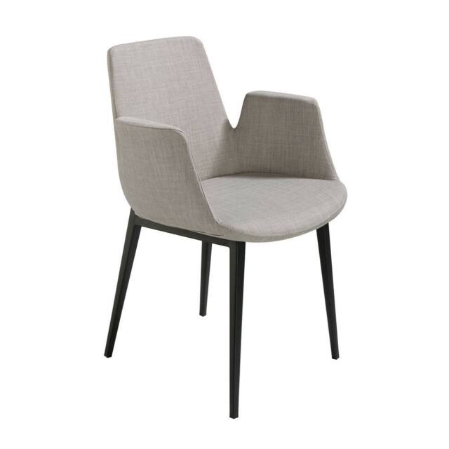 Angel Cerda Grey Fabric Dining Chair with Armrests, Black Steel - image 1